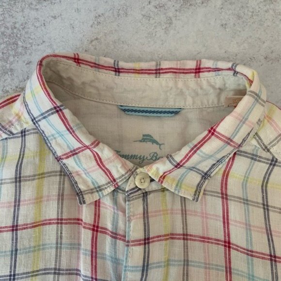 Tommy Bahama Relax Linen Plaid Button Down Shirt Long Sleeve - Picture 1 of 5